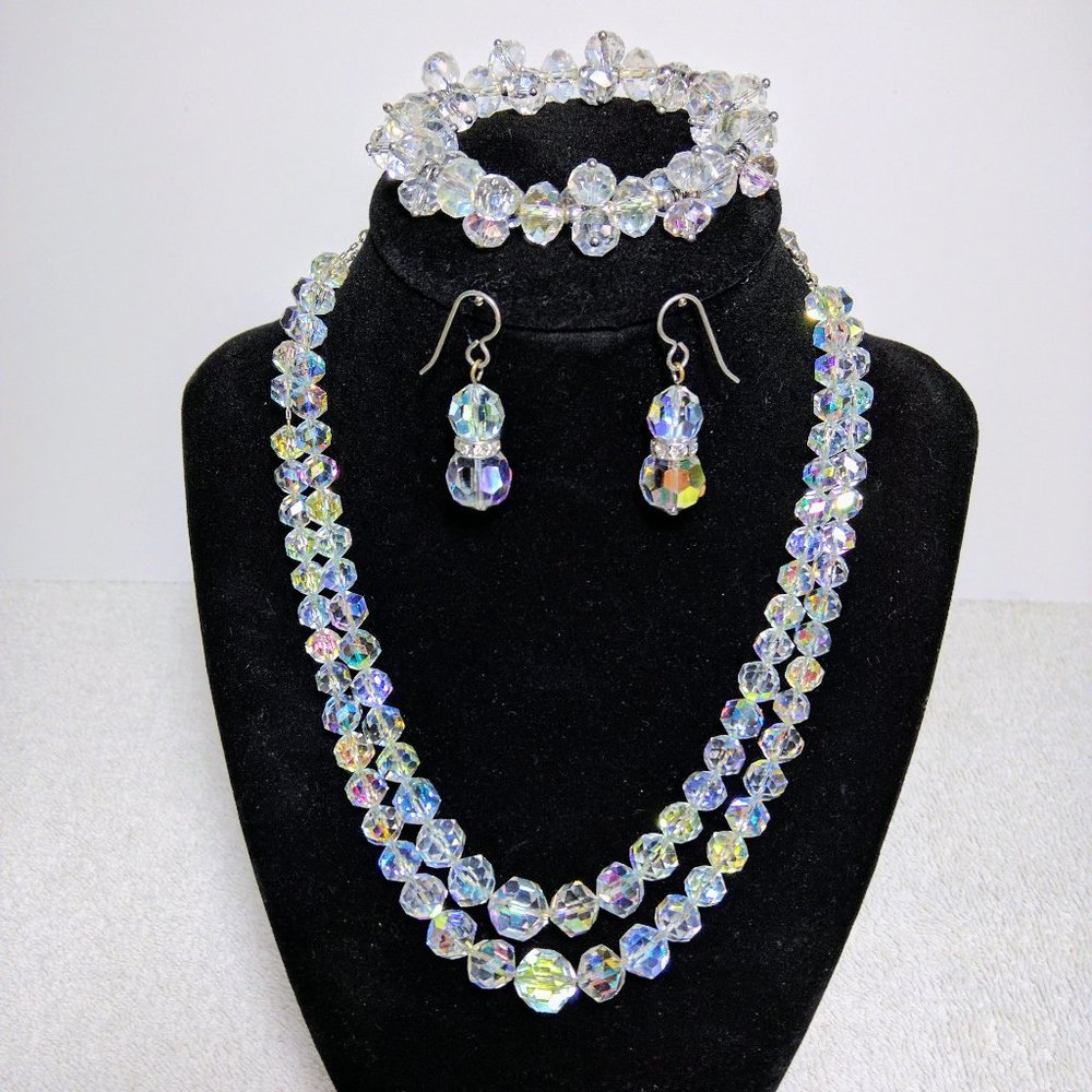 Neckclace/Earring Set - GENUINE WHITE Austrian Crystals!